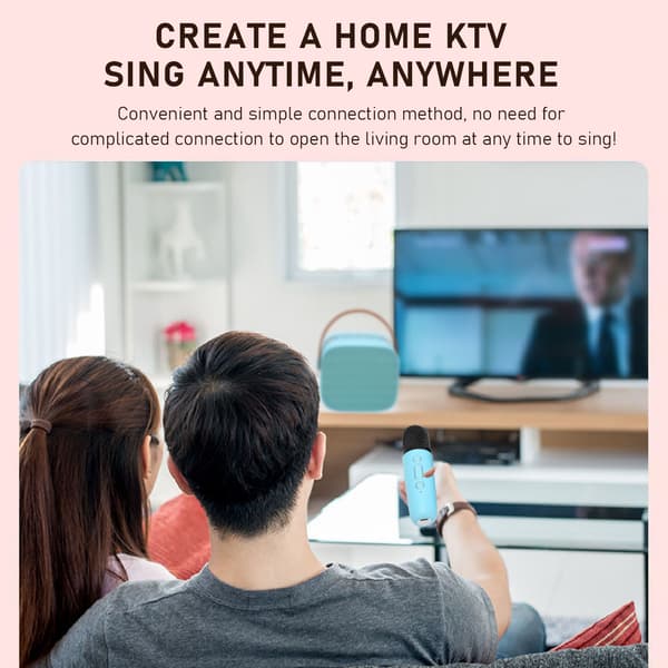 Mini karaokemaskinset stöder Bluetooth AUX USB-minneskort bärbar Bluetooth-högtalare med trådlös mikrofon Blue