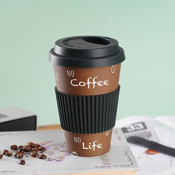 470ml Kaffeekop med Dekaldesign, Isolering, Bærbar Bambusfiber, Nedbrydelig Vandkop til Rejser