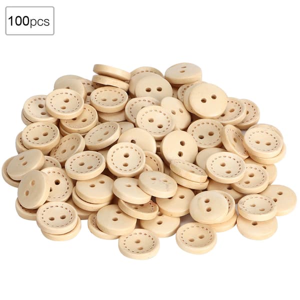 100 stk treknapper sirkulær trefarge DIY tilbehør sying 2-hulls knapp 1,5 cm