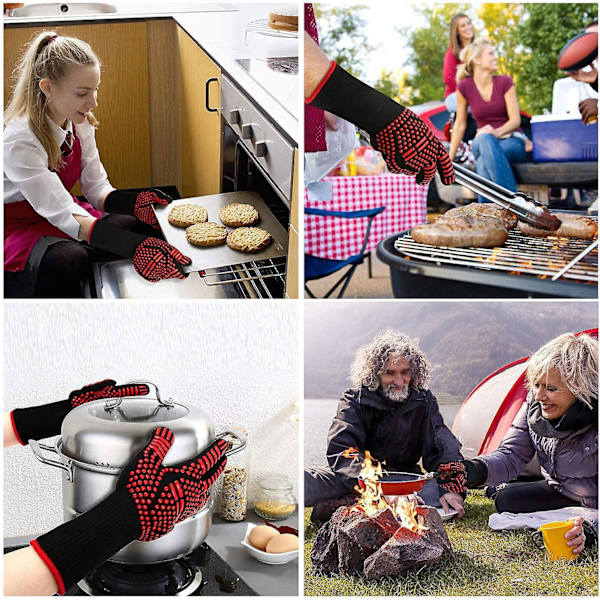 Grillhandsker, Varmebestandige Ovn Handsker Op Til 800°C, Universelle Varmebestandige Ovn Handsker, Til Grill Bbq Køkken Ovn Madlavning Pejs [1 Par]