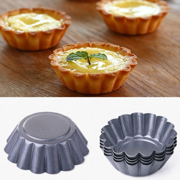 12 stk. karbonstål eggepai former gjenbrukbare muffins cupcake former bakekopper tinn pai former non-stick bakeware bakeverktøy for cupcake kake cooki