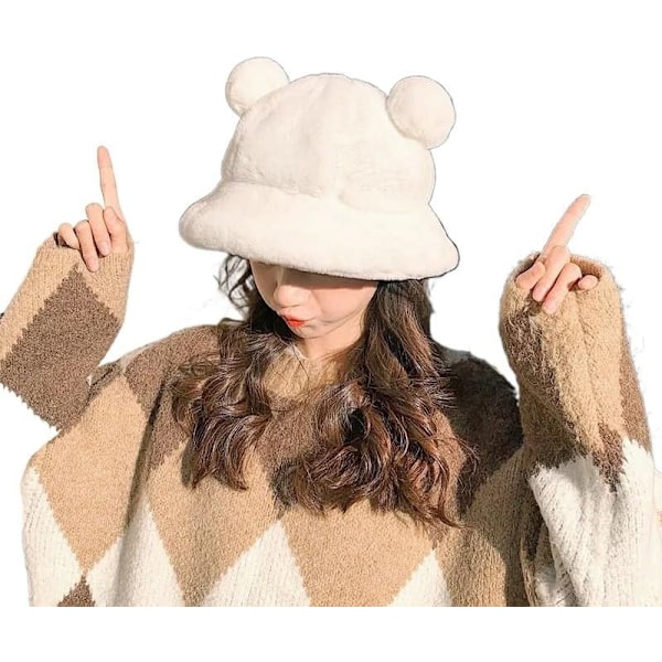 Efterårs-Vinter Leopard Spand Bjørnøre Bold Plys Fiskerhat Blød Varmt Tyk Vask Beskyttelse Spandhatte BEIgE One size