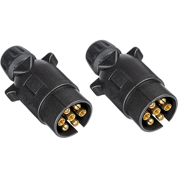 2 stycken 7-stifts släpvagnskontakt, 12V vattentät 7-stifts släpvagnskontakt, för lastbil husbil bil båt husvagn (skruvände) 7 Pin Plug (2 Pieces)