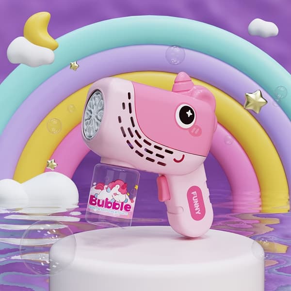 Magic Unicorn Bubble Gun: hundredvis af bobler med ét klik!