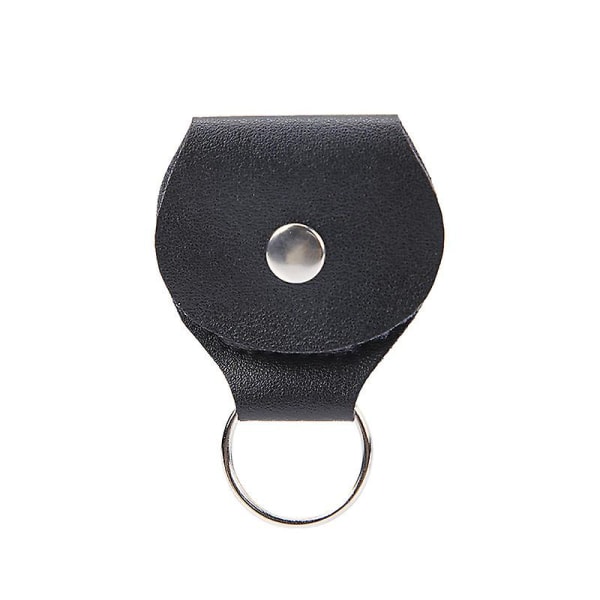 Læder Plektrum Holder Nøglering Holdbar Materiale Til Elektrisk Akustisk Bas Guitar (2 stk, Sort+Brun)