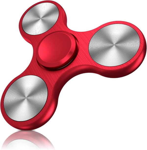 Fidget Spinner i rustfritt stål - 4-10 minutters spinn - ADHD stresslindring for alle aldre (rød)