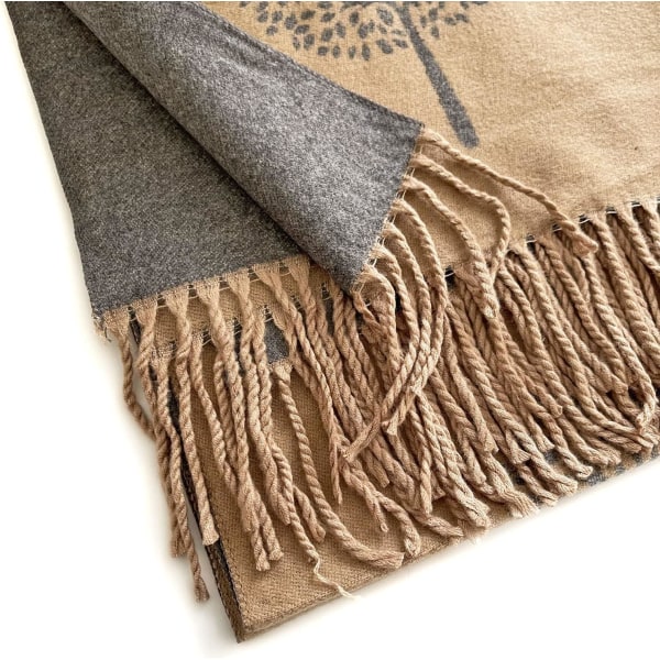 Cashmere Tree Life Blanket Scarf - Vendbar Sjal til Kvinder Pashmina Shawl, Vinter Sjal Kvinder, Stor Wrap, Varmt Sjal, Træ af Livets Print Dame Sjal