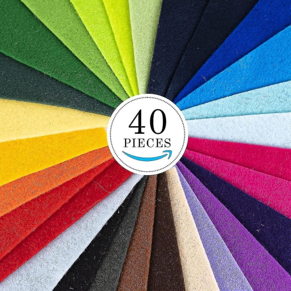 Filtstofplader Diy Håndværk Assorterede Farver 40stk Firkanter (15*15cm)