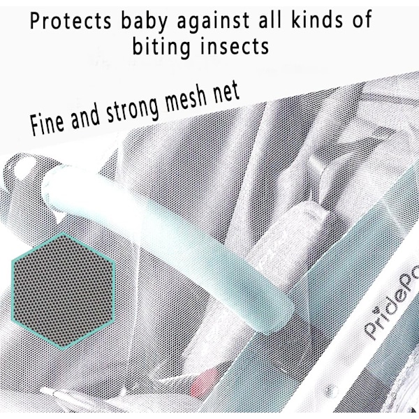 Barnevognsnet, Universal Mygge Insektnet Beskyttelsescover til Klapvogn barnevogn lift seng klapvogn vugge kurv jogger Rejseseng White 1 Count (Pack of 1)