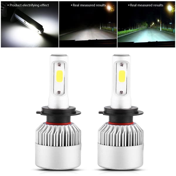 2 stk S2 72W 8000lm LED frontlykter COB-pærer Hvit 6500K H7