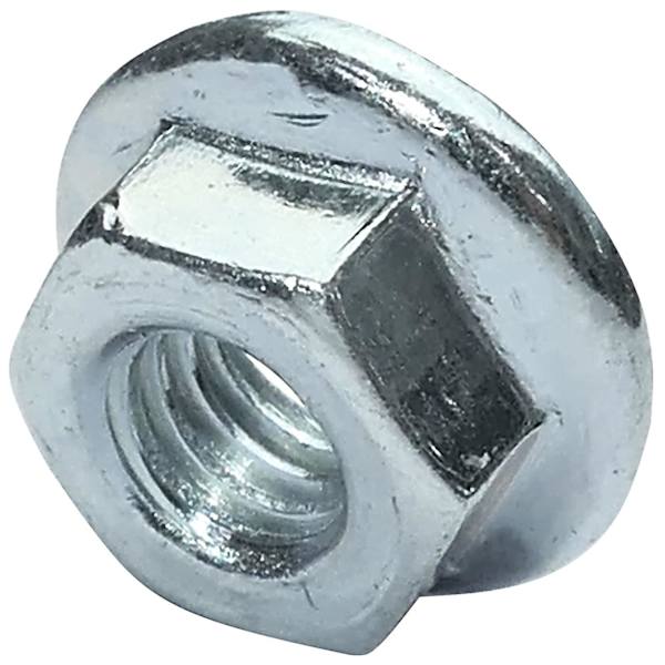 C49644 - Pakke med 100 sekskantede muttere med flens/notert base M8 Ekstern 17mm - I karbonstål hardhet 8 - Selvsikrende sikkerhetsmutter - Din 6923