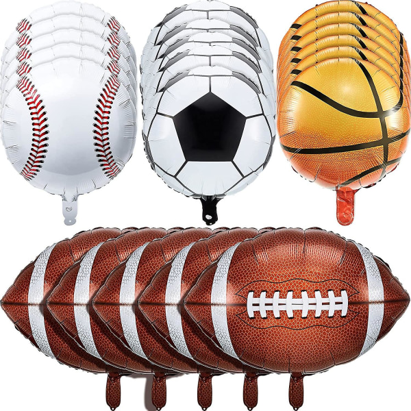 20 deler Sports folieballongsett, metalliske mylarballonger Sportsspillballonger til bursdagssportstemafest