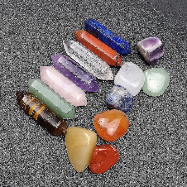 7 Chakra Healing Crystal Stone Sæt Reiki Meditation Stone Yoga Amulet med gaveæske