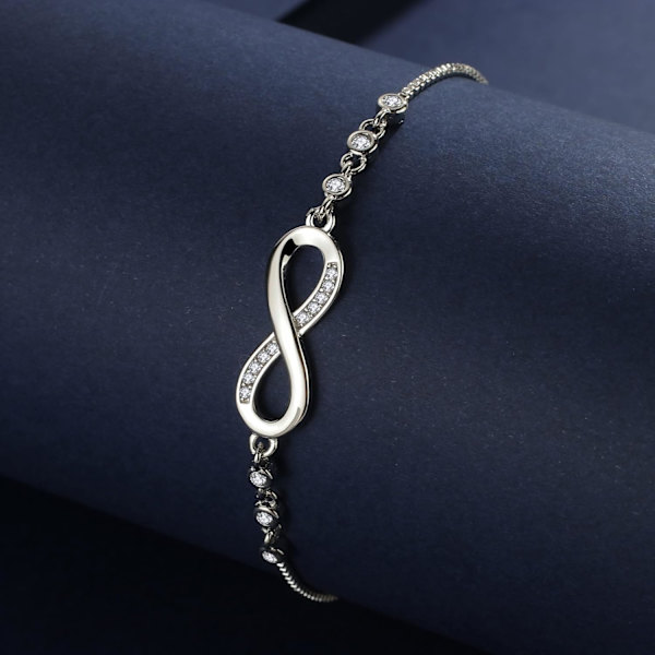 Cosie Lily Infinity Armbånd til kvinder, 925 Sterling Sølv Hvidguldbelagt Kærlighedshjerte Armbånd med kubisk zirkonia Venskabsarmbånd Sliver