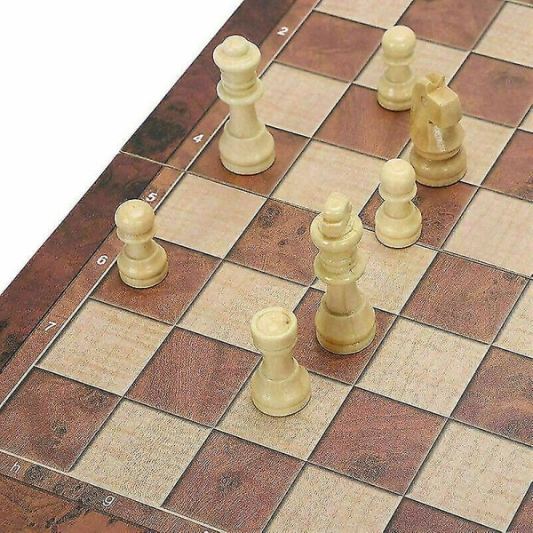 Schackbräde Dam Backgammon 3-i-1 spelset Trä schackuppsättningar