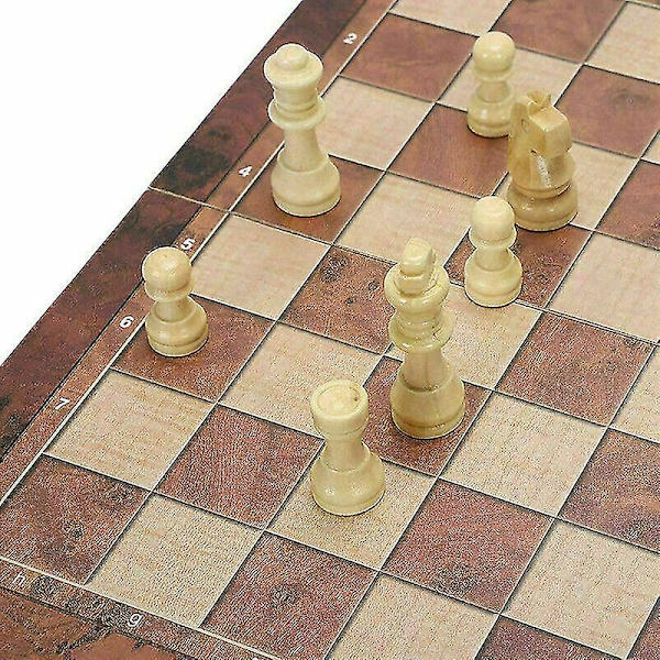 Schackbräde Damspel Backgammon 3-i-1 Spelset Trä Schackset