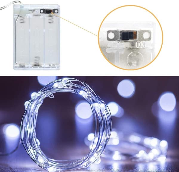 Batteridrivna LED-ljusslingor, Sanniu 1-pack Mini Batter Kallvit Cool White 2m/6.5ft