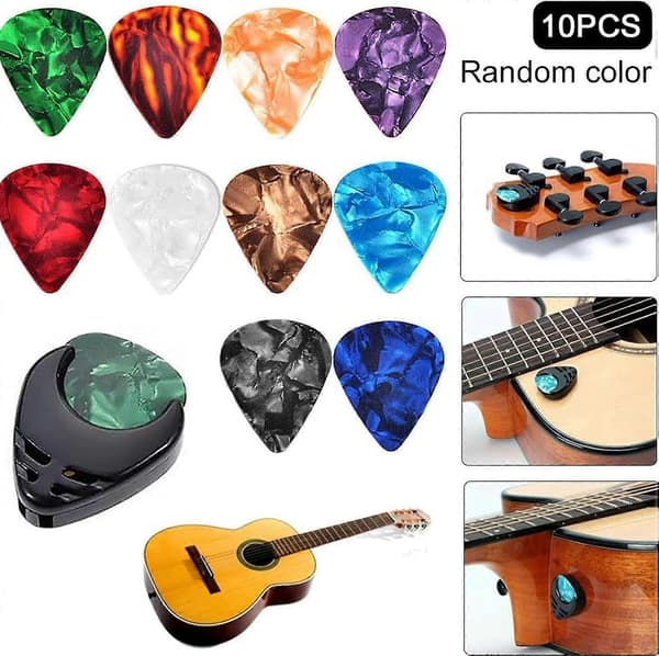 Flerfärgade gitarrplektrum för elgitarr, 0,71 mm tjocklek, 10 blandade färger, hållbart material