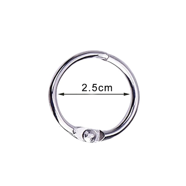 20 stk. ringbindsringe, metalbogringe, 2,5 cm løse blade, ringbindsringe, 25 mm indvendig diameter, nøgleringe (25 mm - 20 stk.) 20