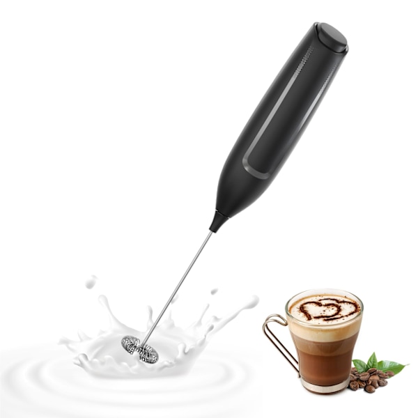 Mjölkskummare Handhållen Batteri, Elektrisk Skummare Stav, Drinkmixer med Visp i Rostfritt Stål för Kaffe, Matcha, Latte, Cappuccino Svart Without bracket