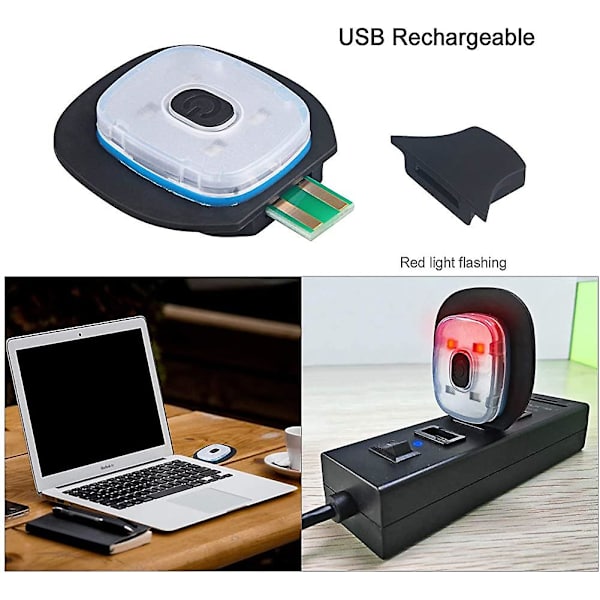 USB-laddningsbar LED-mössa. Belysnings- och blinkande larmlägen, 8 LED-lampor