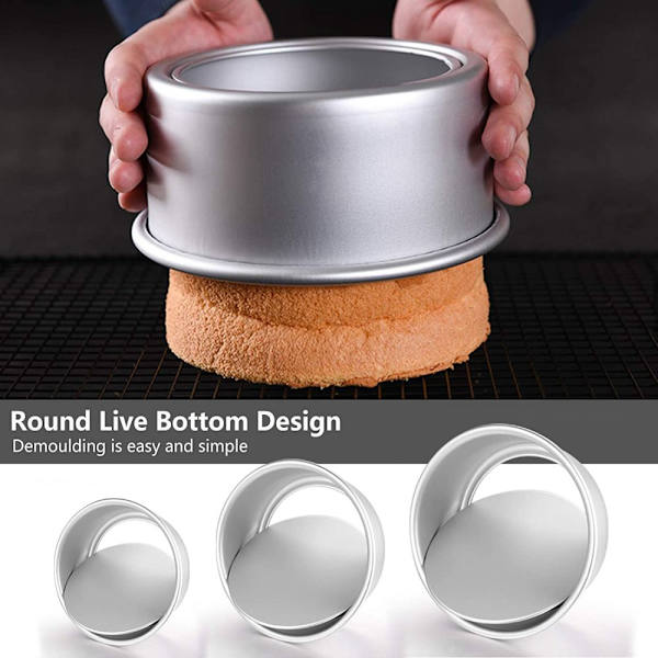 Rund kageform, bageformsæt, non-stick belægning, 3 dele
