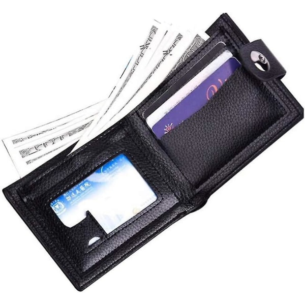 Stilig lommebok for menn PU-skinn kort lommebok med trykknapp lommebok multifunksjonslommebok myntveske C