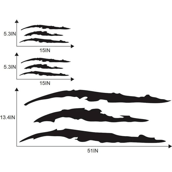 1 komplett sett Monster Claw-klistremerke bildekal skrapestriper, svart farge, dekal billys, motorsykkel