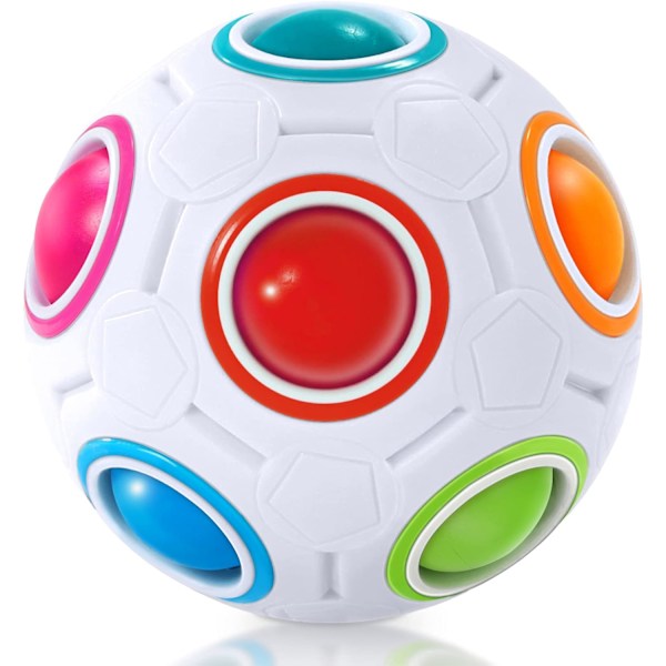 Magisk Regnbågs Pusselkula - Fidgetboll 3D Pusselspel Hjärnteaser Leksak för Pojkar - Födelsedagsfest Påsk Jul Strumpfyllnad Present Leksak för Barn White