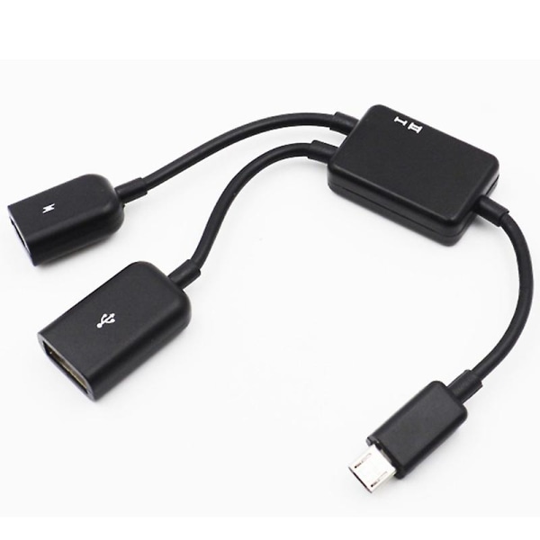 Slidstærk Micro USB Konverterkabel 2 i 1 OTG Micro USB Adapter til Mobiltelefon