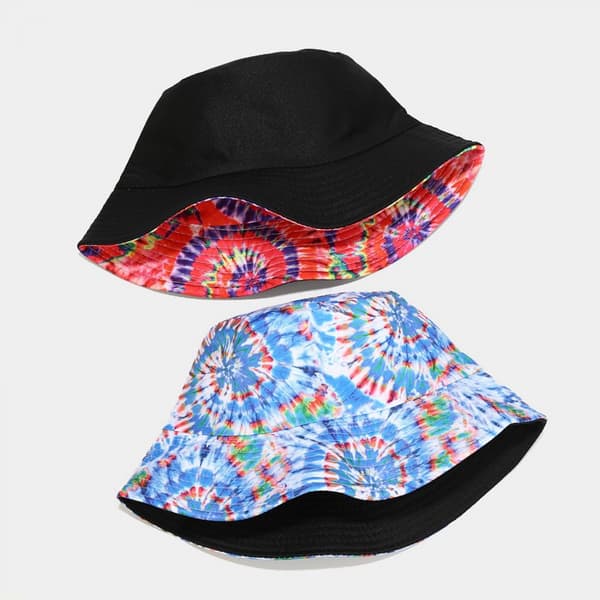 Vendbar solhat med print, pakbar dobbeltsidet M