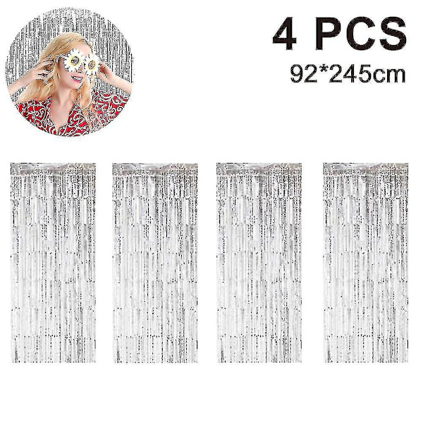 4 Pakk Gardiner Frynser Shimmer Gardin Dørdekorasjon