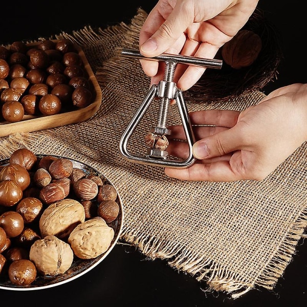 Nøddeknuser Sort Nøddeknuser Rustfrit Stål Nøddeknuser Værktøj Til Alle Nødder, Sort Valnød, Macadamia, Hasselnød, Paranød, Mandel, Pecan, W