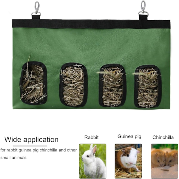 y Feeder Bag Marsvin Hængende Hø Hæk Krybbe Holder Dispenser Lille Dyr Feeder Opbevaringspose til Kanin Chinchilla Hamster (4 Vinduer, Sort) Black 4 Windows