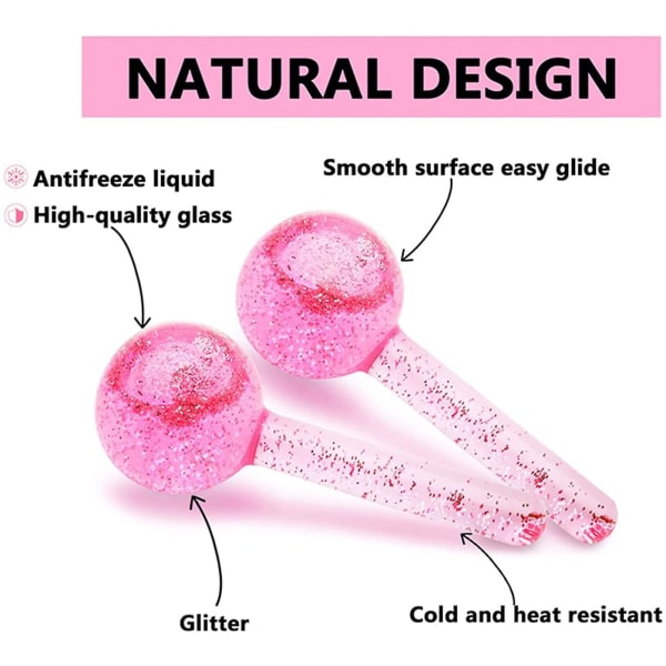 Isglober for ansiktsbehandling, 2 stk. Isrull for ansikt, kald & varm ansiktsrullmassasje for øyne og nakke (rosa)