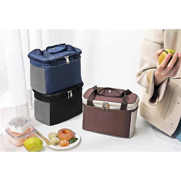 6l Tykkelse Sort Genanvendelig Isoleret Frokostpose Til Studerende, Rejse Picnic (lille, Sort) (yu-b)