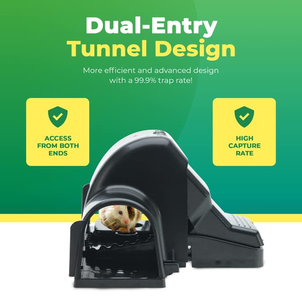 Dubbelingångs högeffektiv råttfälla, handsfree säker design för hem och trädgård, 2-pack. 2 Pack