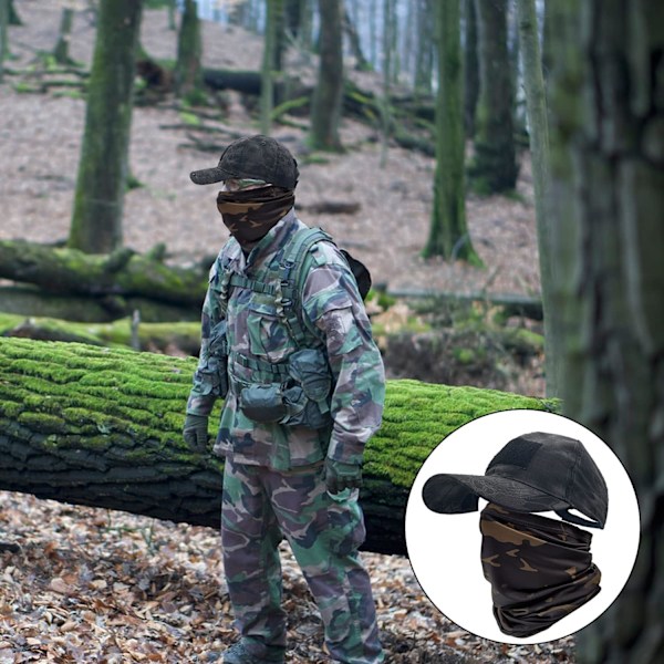 Camo-hatut miehille ja jäähdyttävä kaulahuivit baseball-lippikset kasvomaski armeijan taktinen sotilashattu kaulaputki snoodit juoksuun metsästykseen leirintään Pythons Camo Black One Size