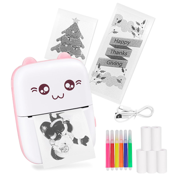 Mini Termisk Skriver, Bluetooth Etikettskriver, Bærbar Etikettskriver Kompatibel med Android og iOS (Rosa) pink
