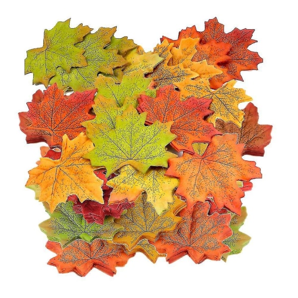 250 stk diverse kunstige efterårsfarvede silke ahornblade Bordstrøer til efterårsbryllup og efterårsfester