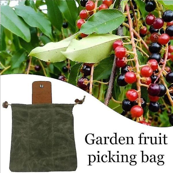 Canvas Forage Pouch, Fällbar Canvas Bushcraft Väska Med Dragsko Läderöverdrag, Midjehängande Verktygsväska För Fruktplockning Svart