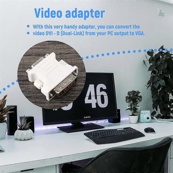DVI han adapter (DVI - D 24 1) til hun VGA (15-pin)