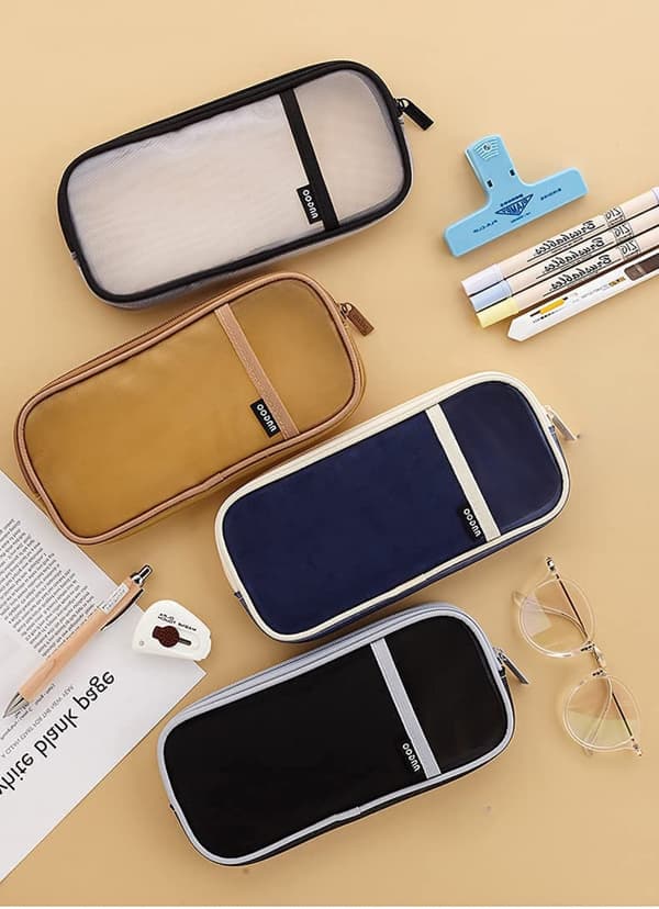 Gitternet Penalhus Gennemsigtig Enkel Papirvarer Organizer, Blyant Light Blue