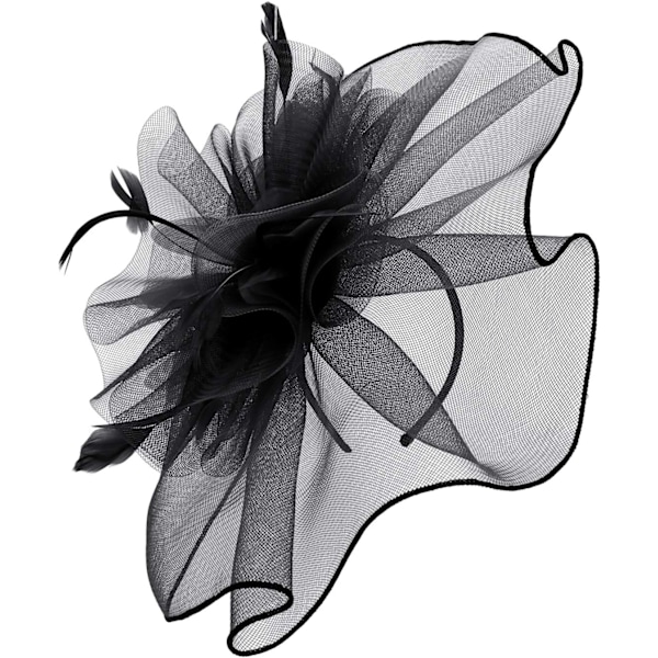 Fascinator Hat for Women Girl Flower Mesh Veil Elegant Feather Headband Retro Cocktail Tea Bridal Shower Hair Clips Pillbox Hat Tea Party Wedding He