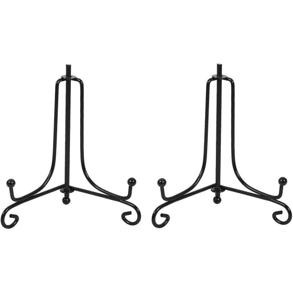 Rauta Näyttöjalusta, Musta Rautainen Taiteilijan Teline Levy Näyttö Kuvapidike Jalusta, Näyttää Kuvakehyksiä, Keittokirjoja, Koristelevyjä, Tablet-laitteita (2 kpl, Musta)