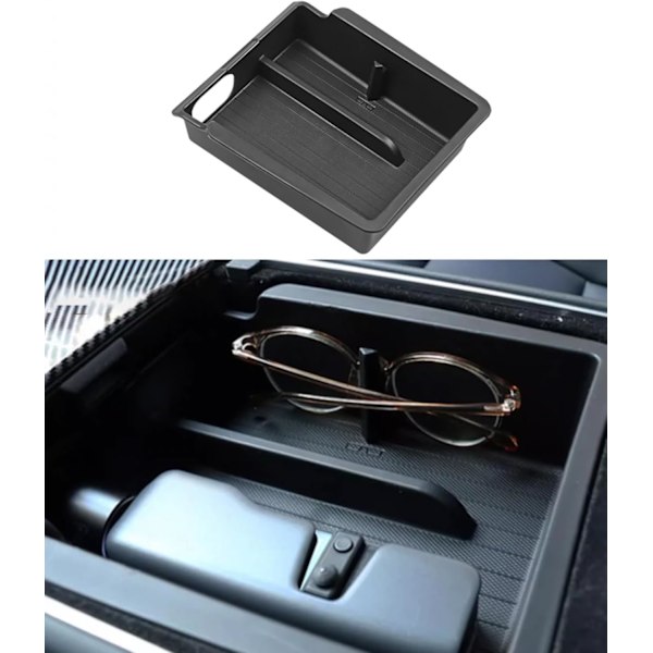 Tesla Model 3 2021-2023 och Y Armrest Center Console Organizer Fack, Förvaringslåda, Kolfibermönstrad, Designad för Tesla Tillbehör - Svart Editio Armrest Center Console Organizer Armrest Center Console Organizer