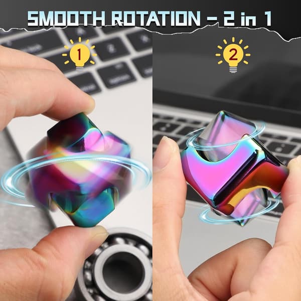 Fidget Spinner Cube i metall, EDC håndspinner stressavlastning sensorisk leketøy, kul kontorgadget, Valentinsdagsgave til gutter menn barn