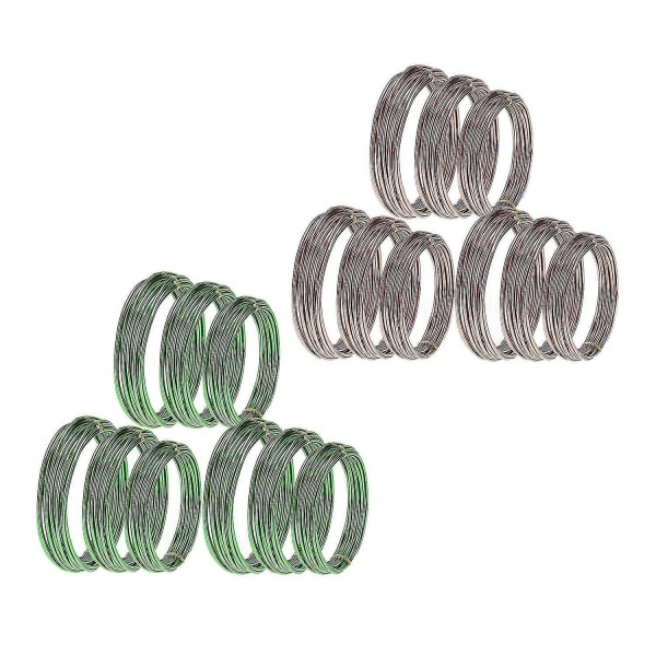 2 Set 9 Rolls Bonsai Wires Anodized Bonsai Training Wire With 3 Sizes (1.0 Mm,1.5 Mm,2.0 Mm)-green