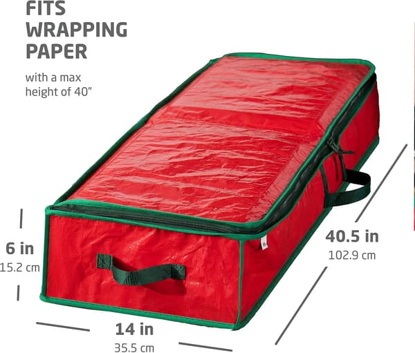 Förvaringsväska för julklappspapper med innerficka - Rymmer 18 rullar