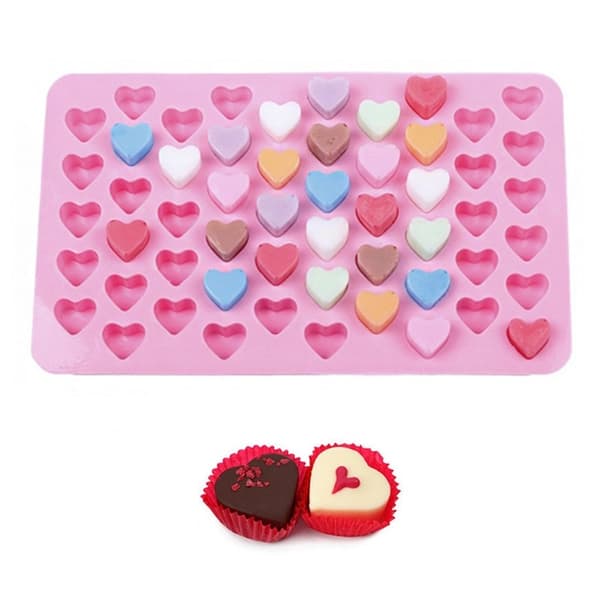 55 Hjerter Hjerte Praline Silikoneform Pralineform Bageform Chokoladeform Pink Pink